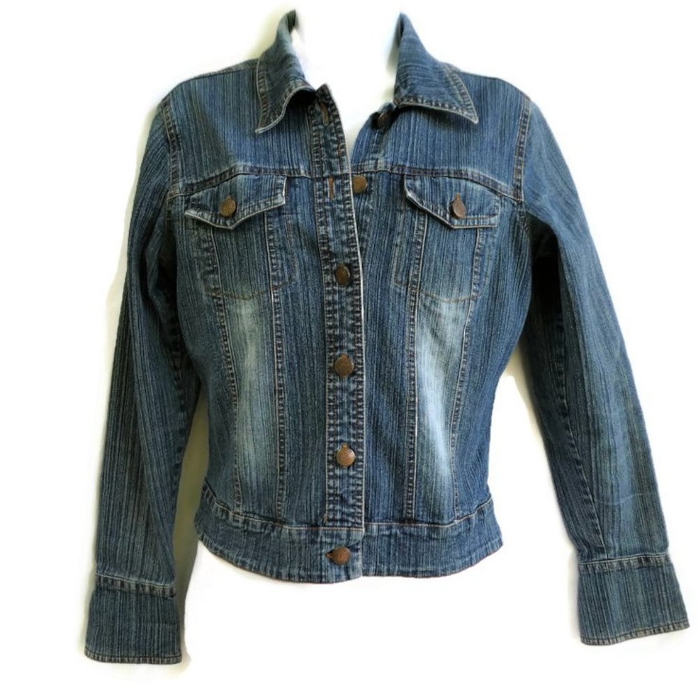 Bill Blass Denim Jean Trucker Jacket Stretch 80s S
